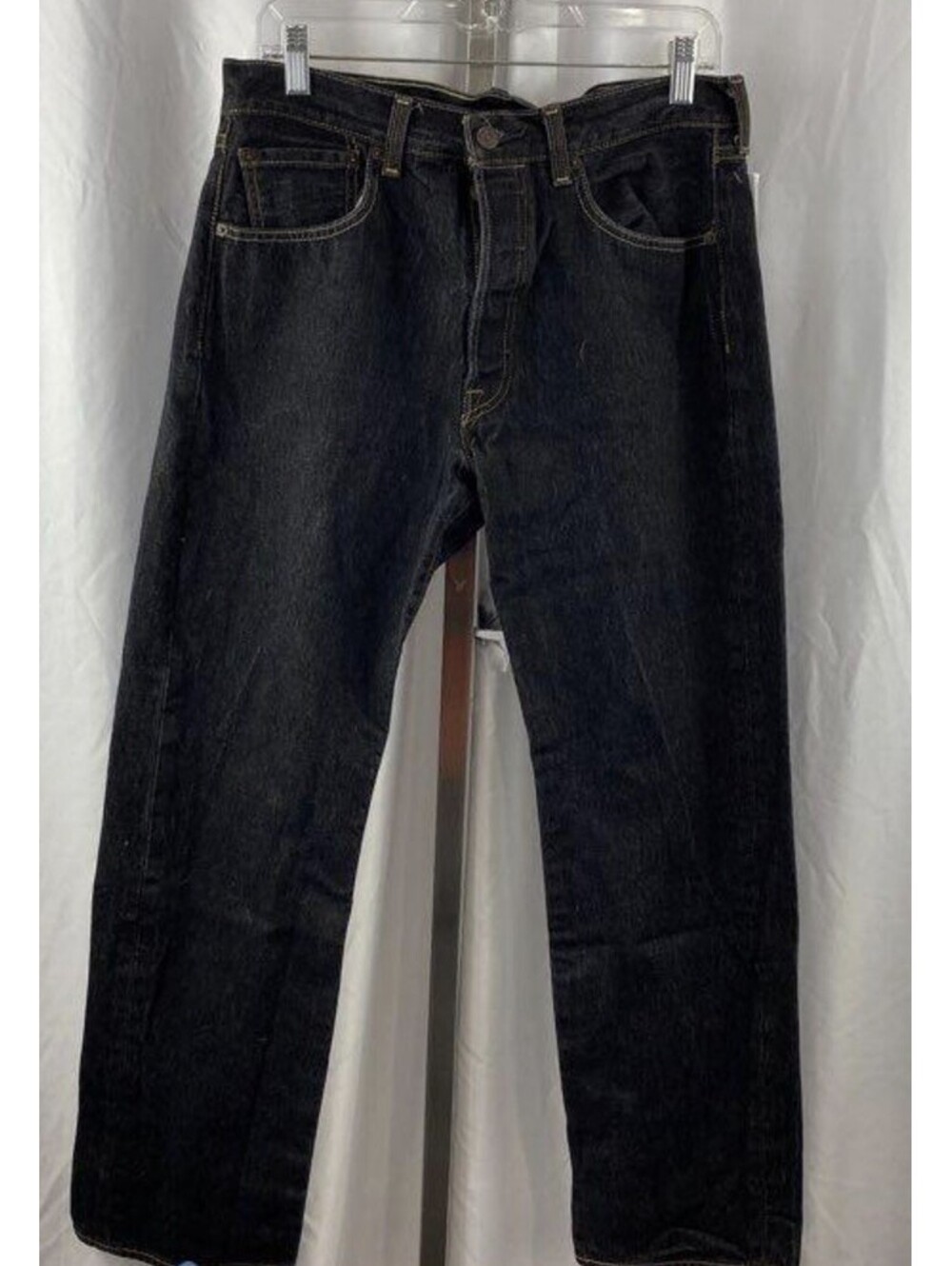 Levi's 501 Jeans Mens 33x32 Original Fit Black Button Fly Straight Leg Denim